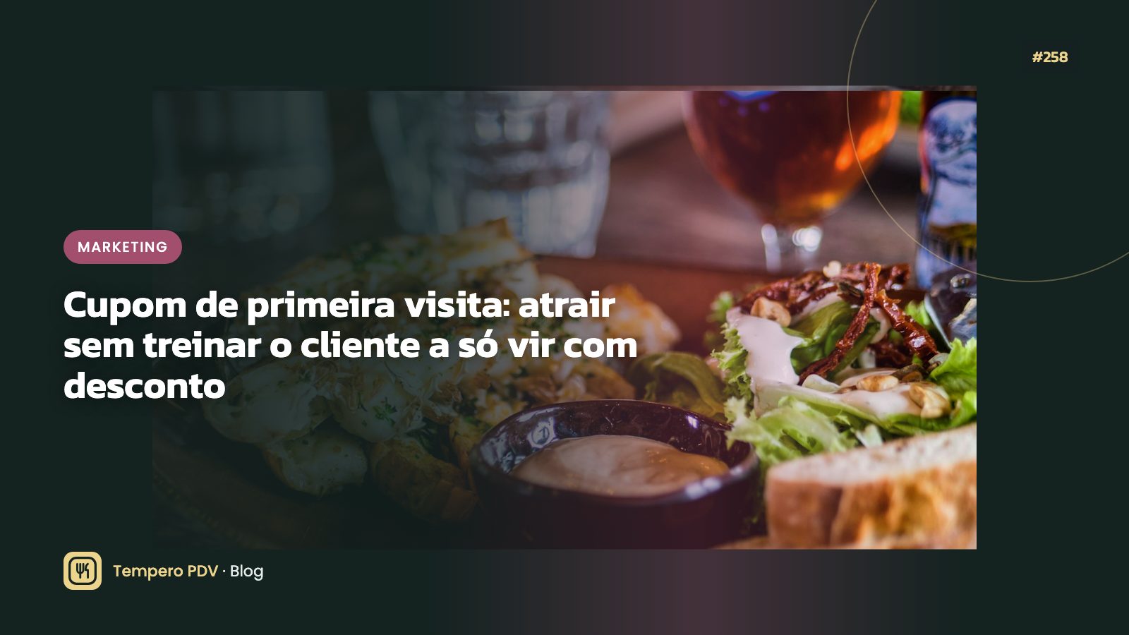 Cartão de desconto sobre a mesa do restaurante